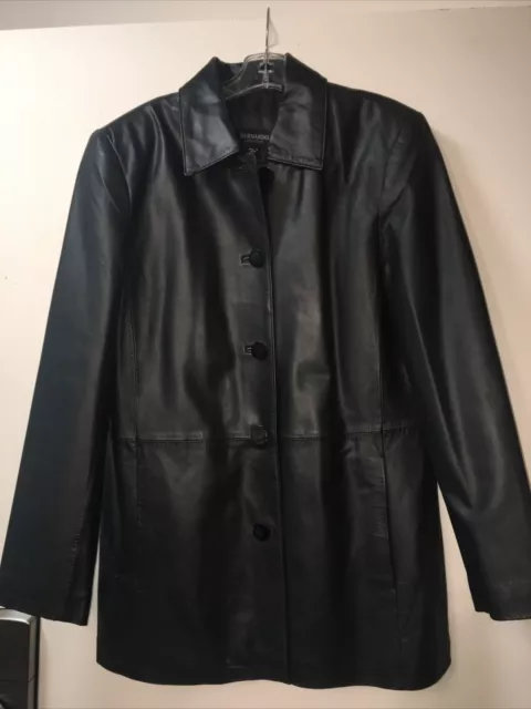 mens Bernardo black leather jacket blazer coat sz m