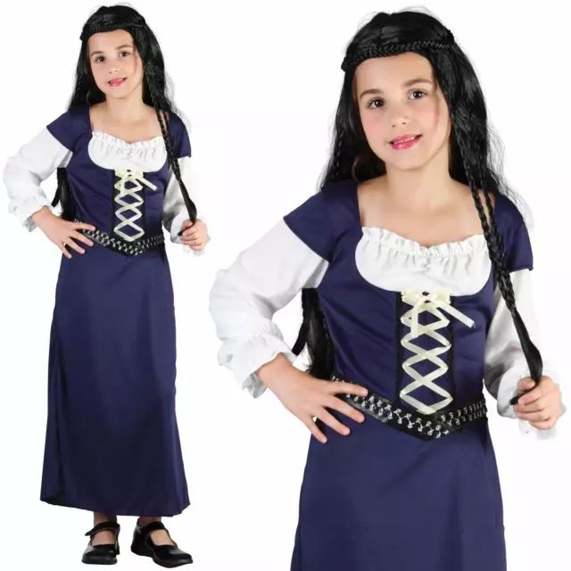 Kids Maid Marion Robin Hood Medieval Tudor Costume Girls Book Week Fancy Dress