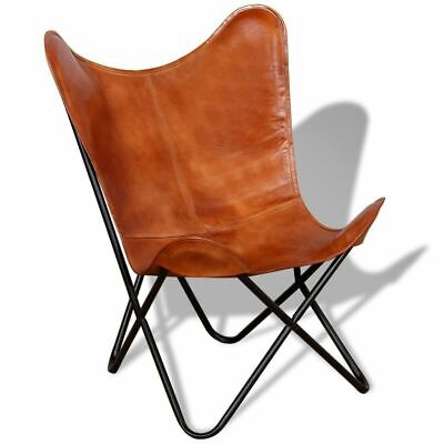 Tan Color Handmade Leather Plain Butterfly Full Folding Golden Relax Arm Chair