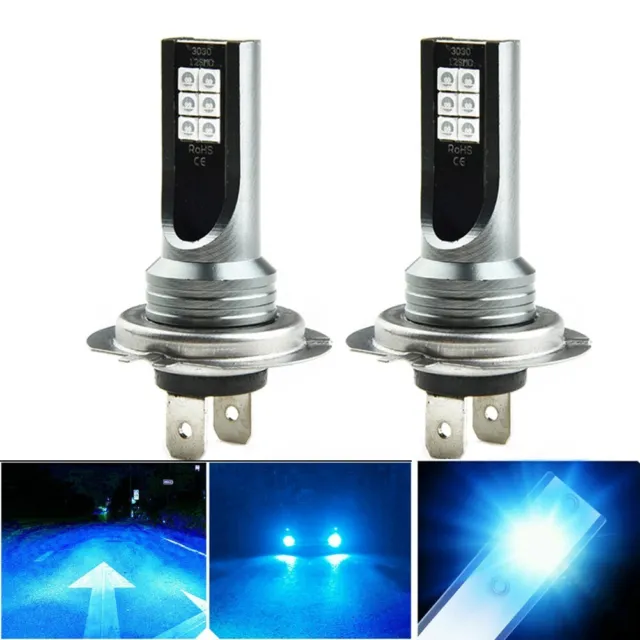 2 pièces ampoules phares DEL de voiture H7 8000K bleu DRL brouillard lumières