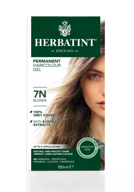 Herbatint Herbes Naturel Cheveux Couleur Teinture Blond 7N 150ml -ammonia Sans