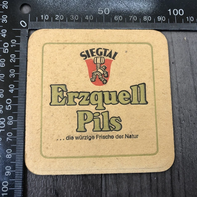 Authentic Vintage Cardboard Beer Mat Coaster Siegtal Erzquell Pils Die Wurzige