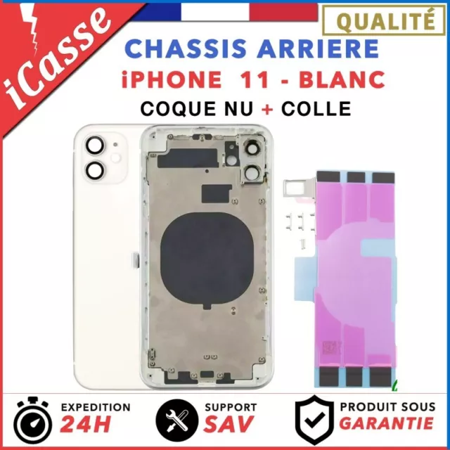 Chassis remplacement pour iPhone 11 Blanc - Chassis Coque nu + COLLE