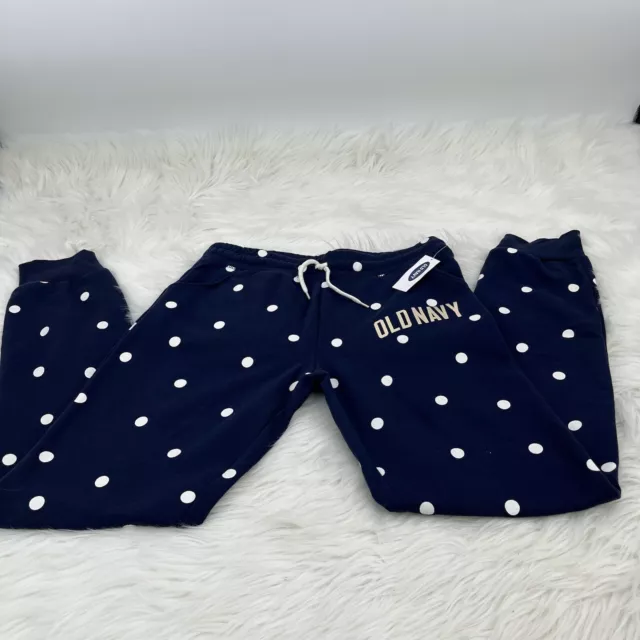 NEW OLD NAVY Girl's Size 16 XXL Polka Dot Sweatpants Jogger Blue White Free Ship