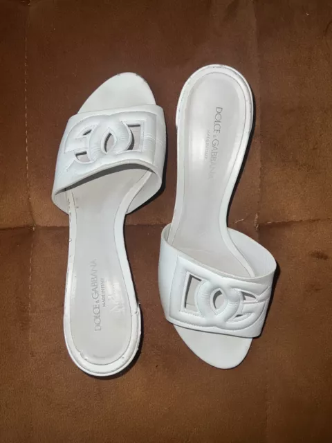 Dolce & Gabbana DG Cutout Bianca Sandals, White, US 8
