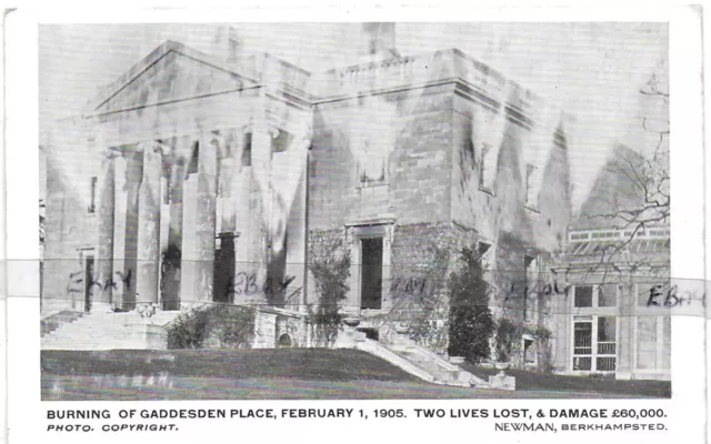 Vintage Postcard, Fire Disaster,Gaddesden Place,Berkhamsted,Hertfordshire,1905