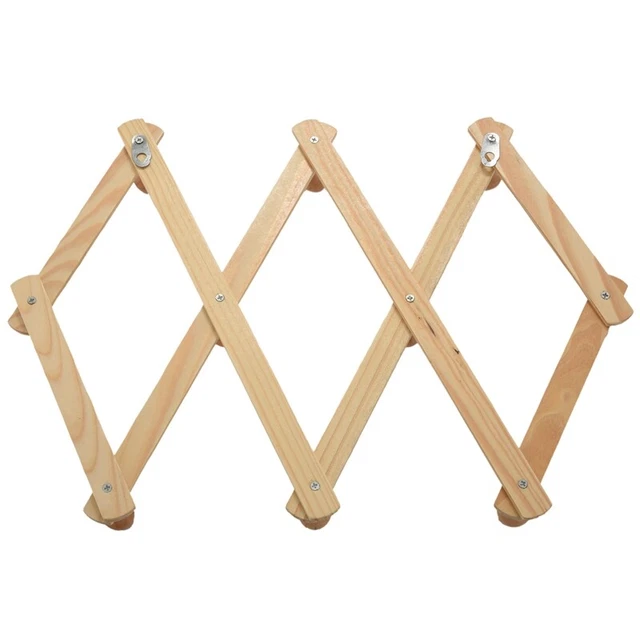 Accordion Wall Hanger 10 Hooks Pack Of 2 Natural Wood Wall Mounted8333