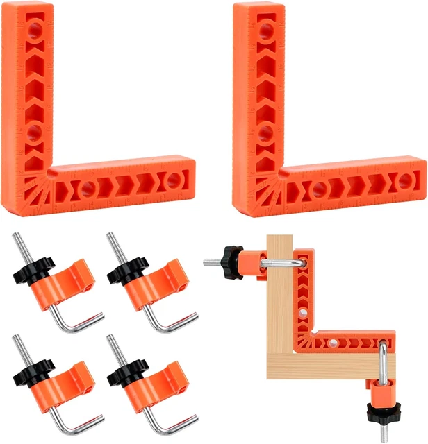 Morsetti Angolari Per Legno 90 Gradi - 4 Clip E 2 Squadrette 10x10cm Per Falegnameria - Foto 3