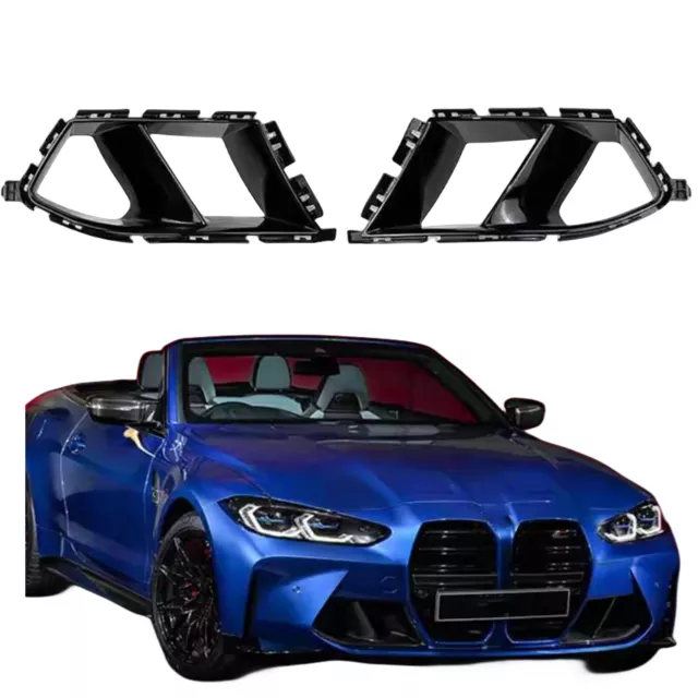 Black Front Side Air Vent Trim Fog Light Cover For BMW G80 M3 G82 G83 M4 2021-24