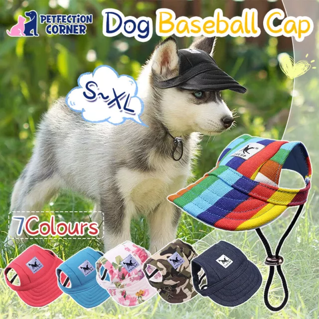 Summer Pet Dog Sun Hat S-XL Canvas Baseball Cap Outdoor Puppy Visor AU Shock