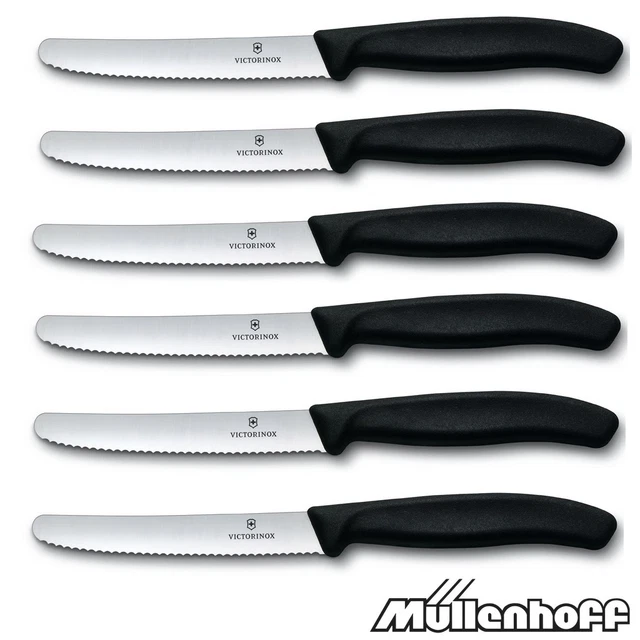 6 X VICTORINOX Tomatenmesser, Brötchenmesser, Küchenmesser schwarz Swiss Classic