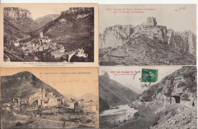 Lot de 4 cartes postales anciennes old postcards PEYRELEAU LOZÈRE