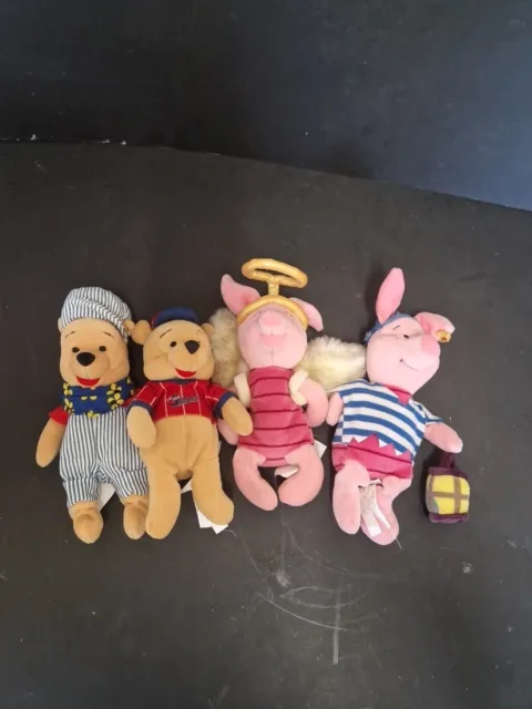 Joblot X 4 Bundle Of Disney Winnie The Pooh plush beanies Soft Toy Teddy Bear