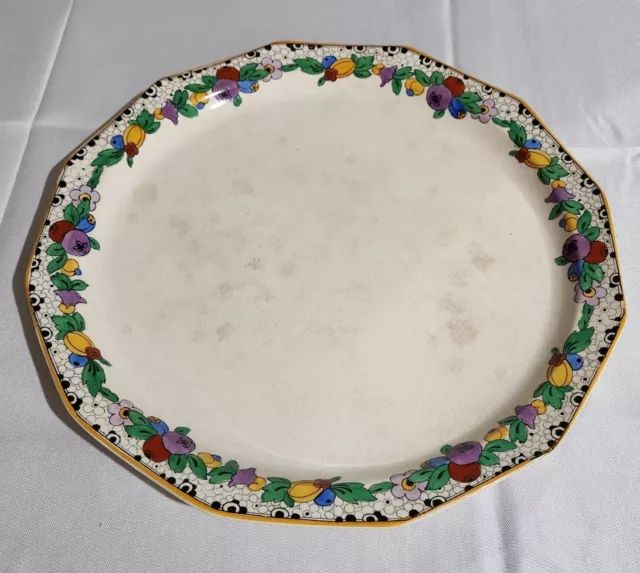 Booths Silicon China England 12.75"D Serving Platter Colorful Floral Fruit