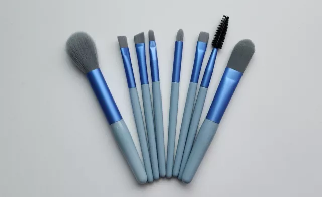 8 Piece Blue Makeup/Cosmetic Mini Brushes