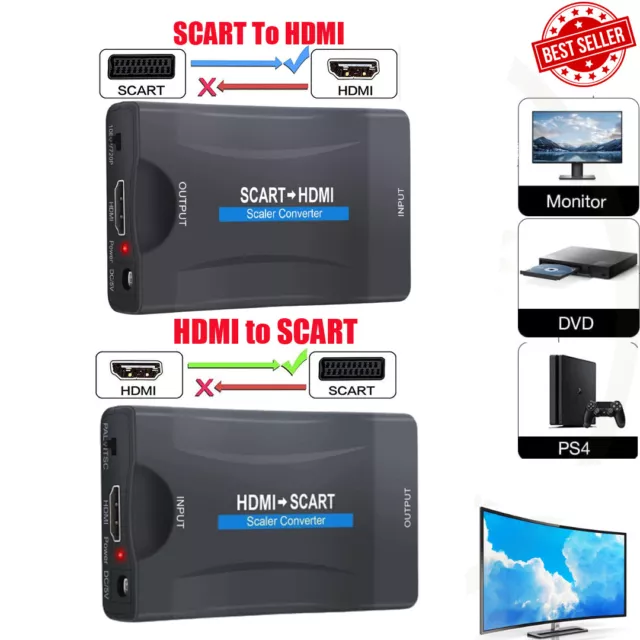 HDMI zu Scart / Scart zu HDMI Konverter Wandler AV Scaler Converter Adapter HD
