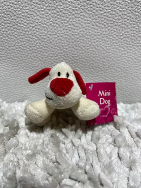 Cusdle Crew Mini Dog red and white valantines plush soft toy with tags 3.4” ASDA
