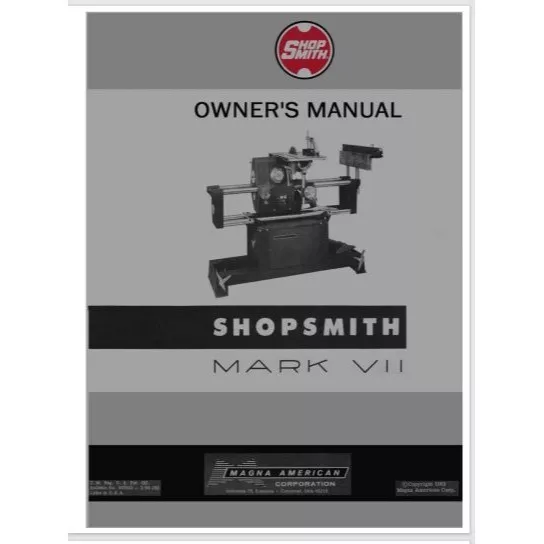 Shopsmith Mark VII 7 manual 75 pages gloss protective covers comb bound LAY FLAT