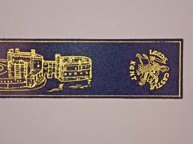 Leeds Castle, Leeds Village, Kent, Blue Leather Bookmark, (H)