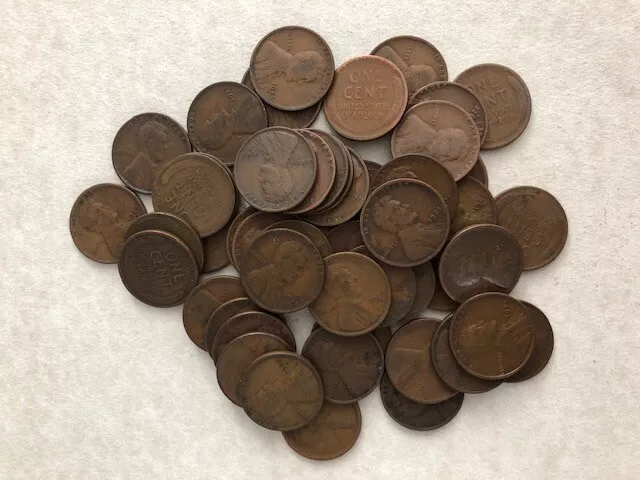 Full Roll (50) 1925 D United States Circula Lincoln Wheat Pennies US Small Cents