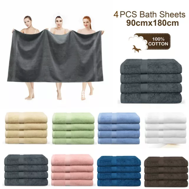 2x 4x Bath Sheets 550GSM Extra Large Comfortable Soft Non-shedding Bath Sheets