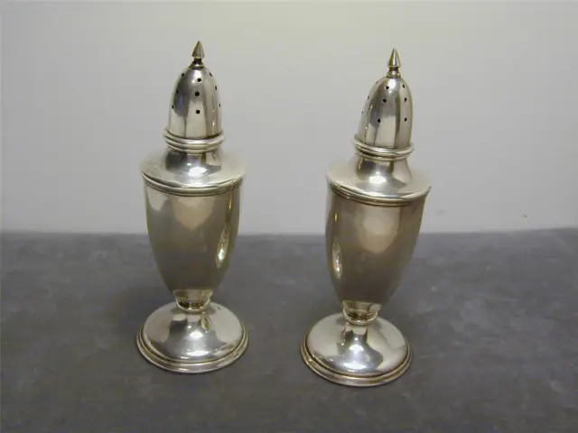 Antique Stieff Solid Sterling Silver Salt & Pepper Shaker Mono NOT WEIGHTED
