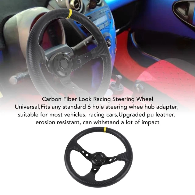 Volant Course Fibre Carbone 320mm Volant Sport Carbone 320mm - Style Racing Avec Bouton Klaxon | Accessoire Tuning Intérieur Voiture Volant Ps4