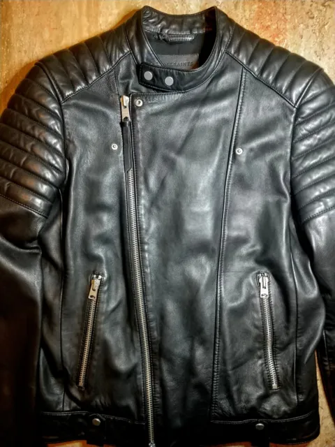 ***ALL SAINTS - STYLE JASPER Leather Biker Jacket-Mens-Size M***