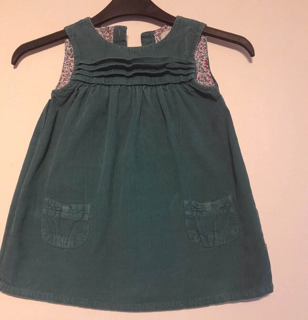 Jojo Maman Bebe Girls Pinafore Dress Age 12-18 Months Blue Cord 3