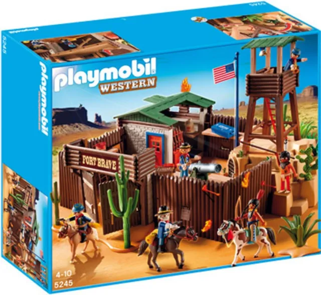 Geobra Playmobil Western 5245 Fort Brave Complet Proche du Neuf !