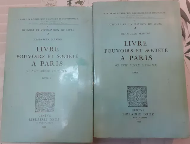 Livre Pouvoirs et Société à Paris au 17e Siècle 1598-1701 En 2 Vol. bon état