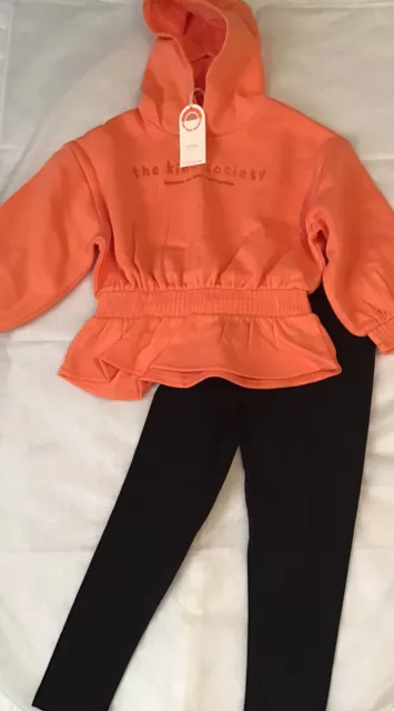 Set felpa mini ragazze River Island età 2-3 anni peplum corallo nuovo con etichette