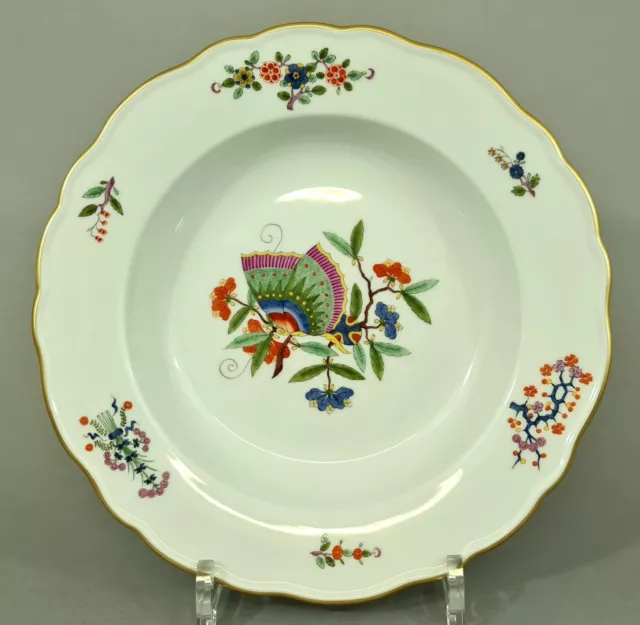 (M1651) Meissen Suppenteller, bunter chinesischer Schmetterling, D=24,5cm 1.Wahl