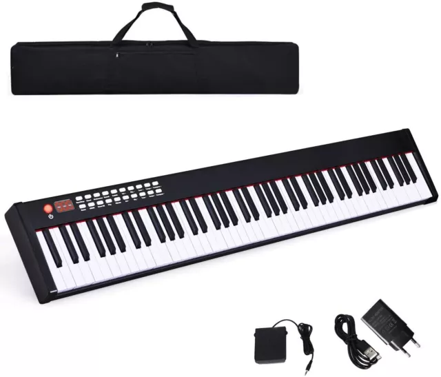 Teclado Piano Digital de 88 Teclas con Bluetooth/128 Ritmos/MIDI/Interfaz USB