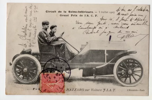 Auto @ Carte Postale Ancienne Du Circuit De La Seine Inferieure @ Nazzaro @ Fiat
