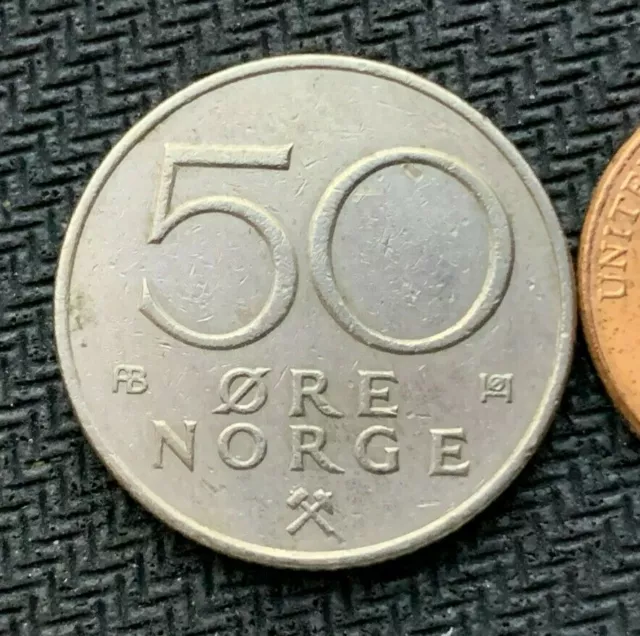 1974 Norway 50 Ore Coin XF + High Grade World Coin   #K1706