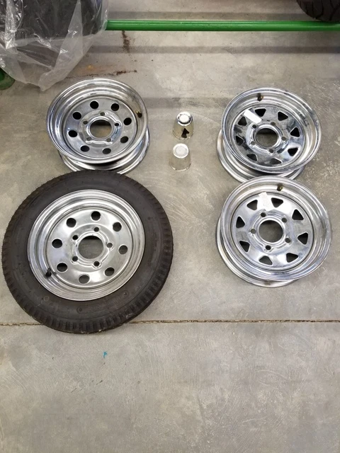 Chromed Steel 5 Bolt 12" X 4" Rim, Denray, Fibro Concept Trailers + Others, Used