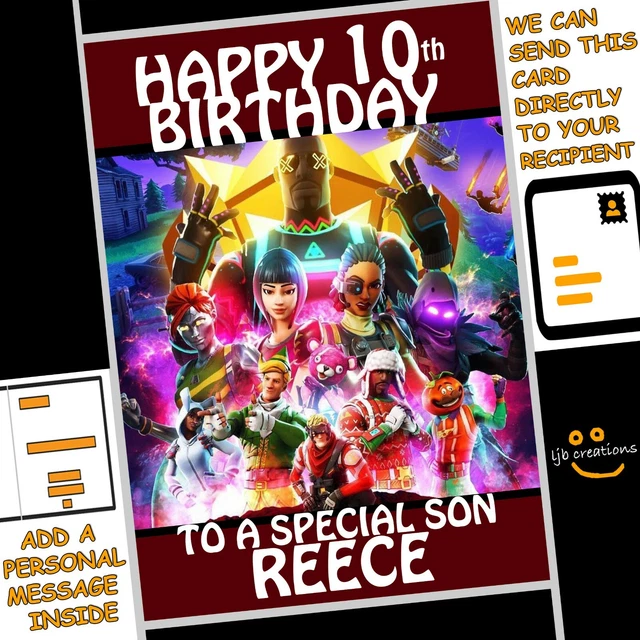 PERSONALISED FORTNITE BIRTHDAY Card Son Grandson Nephew Boy Gamer ...