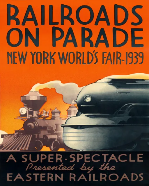 Railroads Trains 1939 New York World's Fair 16"X20" Vintage Poster FREE S/H