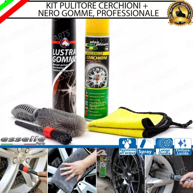 Kit Pulizia Cerchi E Pneumatici Auto Nero Gomme + Pulitori + Panno Per Chatenet