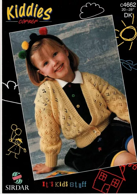 Sirdar DK, Wash'n'Wear DOUBLE Crepe KNITTING PATTERN, Girls Cardigan