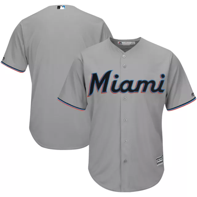 MLB Baseball Trikot Miami Marlins grau Cool base Majestic Jersey