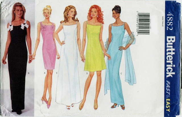 Butterick 4882 Misses Easy Evening Dress Scarf Sewing Pattern Uncut Size 6 8 10