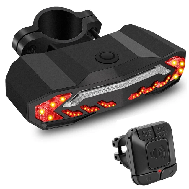 LED BIKE TAIL Light Bicycle Horn Alarm Turn Signals Brake Light USB