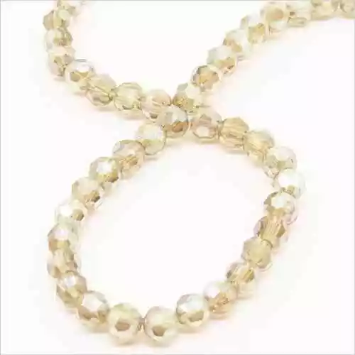 Lot de 40 perles à FACETTES 4mm en Cristal Beige pour création de Bijoux