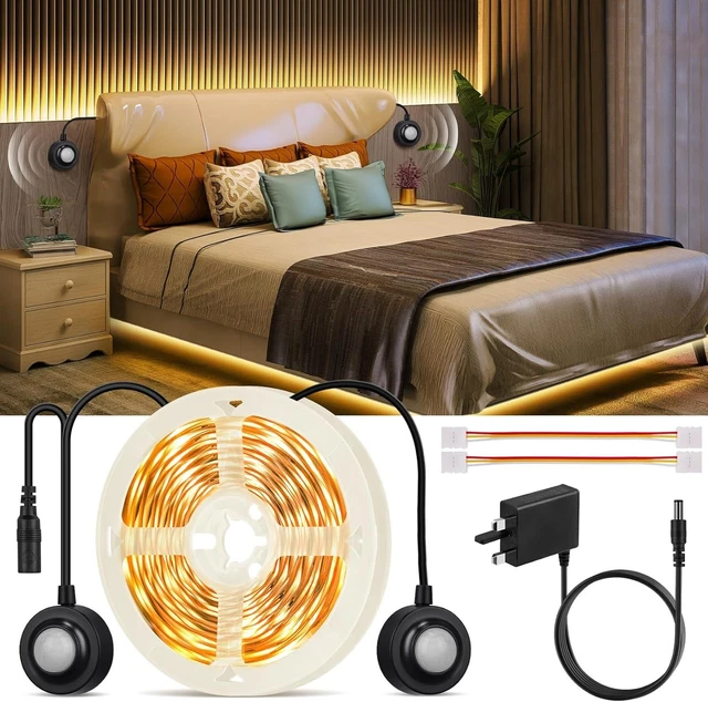 DUAL MOTION SENSOR Light Indoor Under Bed Lights, 5m Motion Activated ...