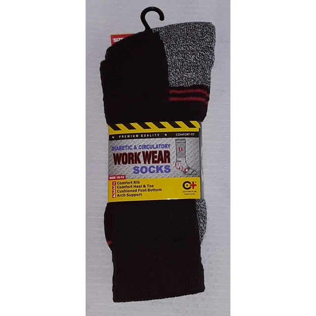 Men's Diabetic Dress Socks cushioned sole - Set of 3 Pairs - diabetic work crew