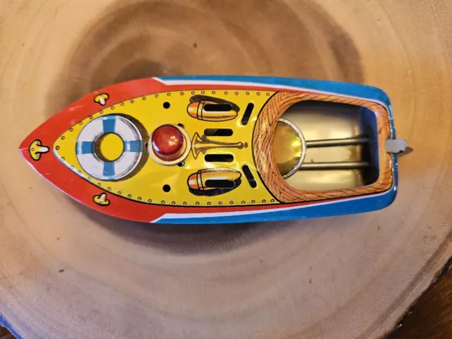 Vintage Japanese Tin Toy Boat.  Authentic Japanese TOY. Original Box. New