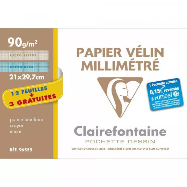 Papier Millimétré - Papier Vélin - A4 21 X 29,7 Cm - 90G - Clairefontaine