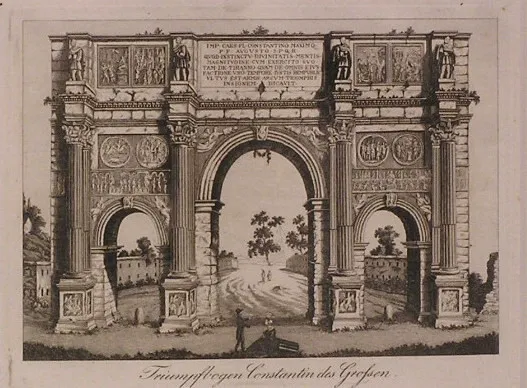 stampa originale del 1834 Arco di Trionfo di Costantino Roma cm 35x30
